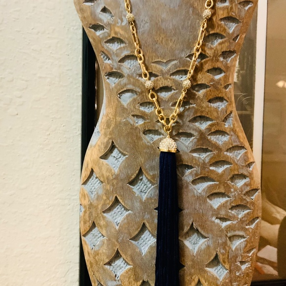 Lilly Pulitzer NECKLACE Midnight Tassel Crystal Pave BALL CHAIN NWT - Picture 9 of 16